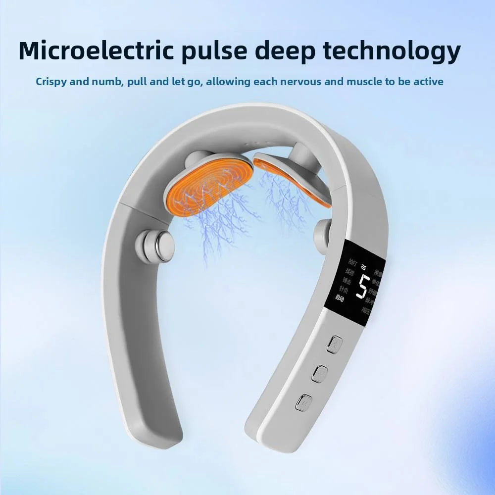 Smart Cervical Spine Care Pain Relief Massage Device Heated Electric TENS Pulse Portable Neck and Shoulder Massager