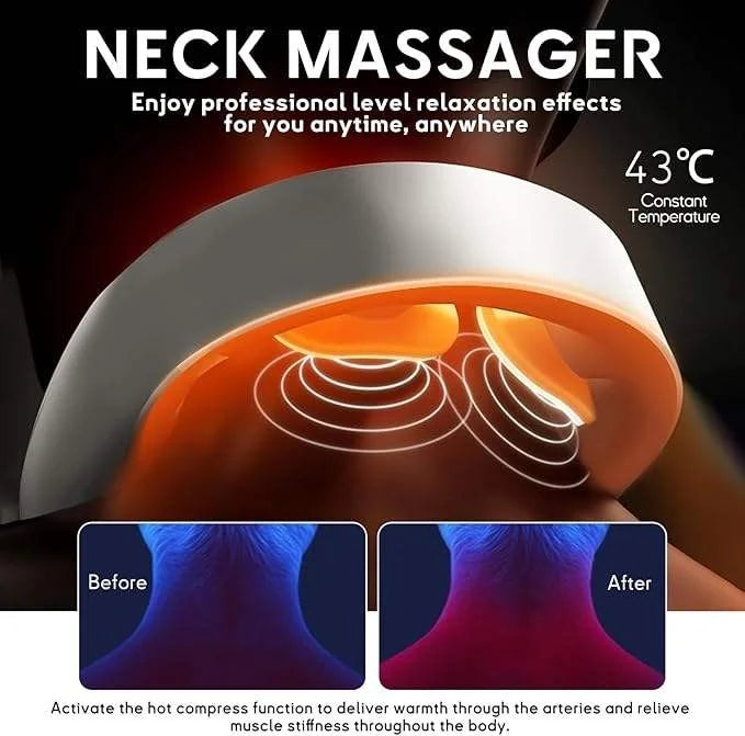 Smart Cervical Spine Care Pain Relief Massage Device Heated Electric TENS Pulse Portable Neck and Shoulder Massager